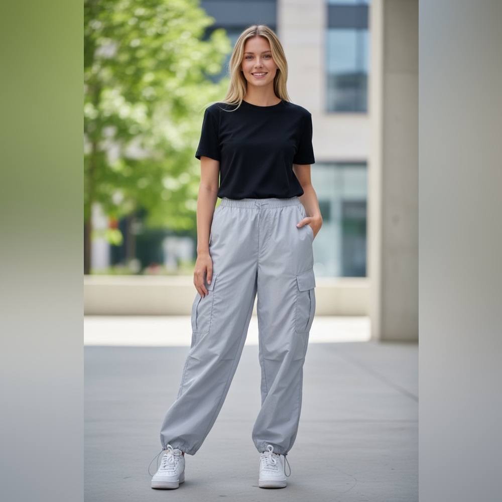 NWT Aerie ($98Cad) Powder Blue Parachute Drawstring Cargo Pants